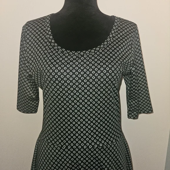LuLaRoe Nicole Black & White Polka Dot Midi Dress - Size Large - Picture 2 of 8